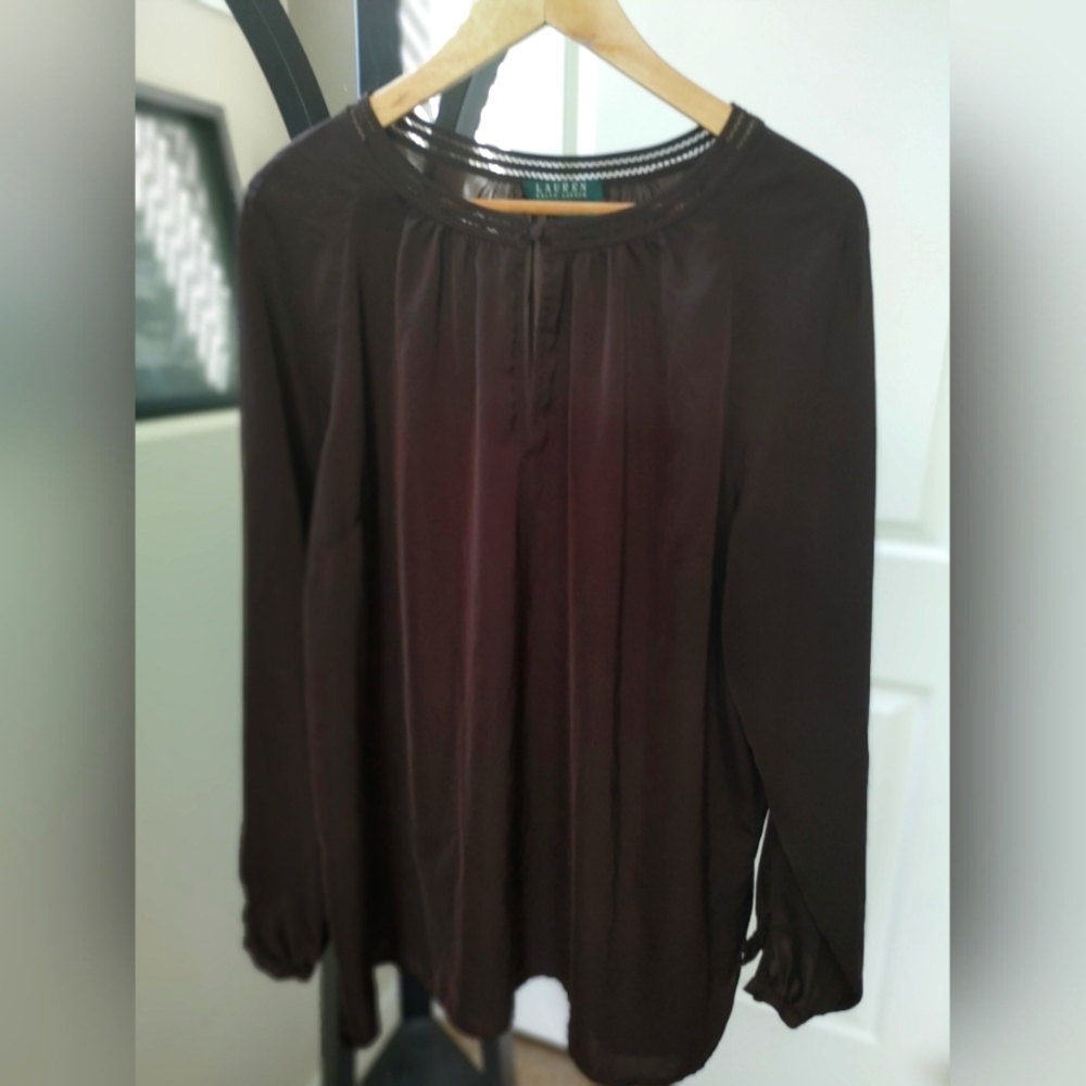 Lauren Ralph Lauren ~Dark Brown Blouse ~ Size 1X